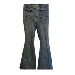 Free People Utility Flare Jeans in Blue, US Sz 27, Originally $200